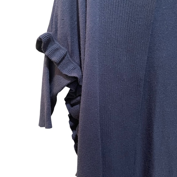 Muche et Muchette Ruffled Open cardigan Sweater Navy Blue One Size - Picture 3 of 7